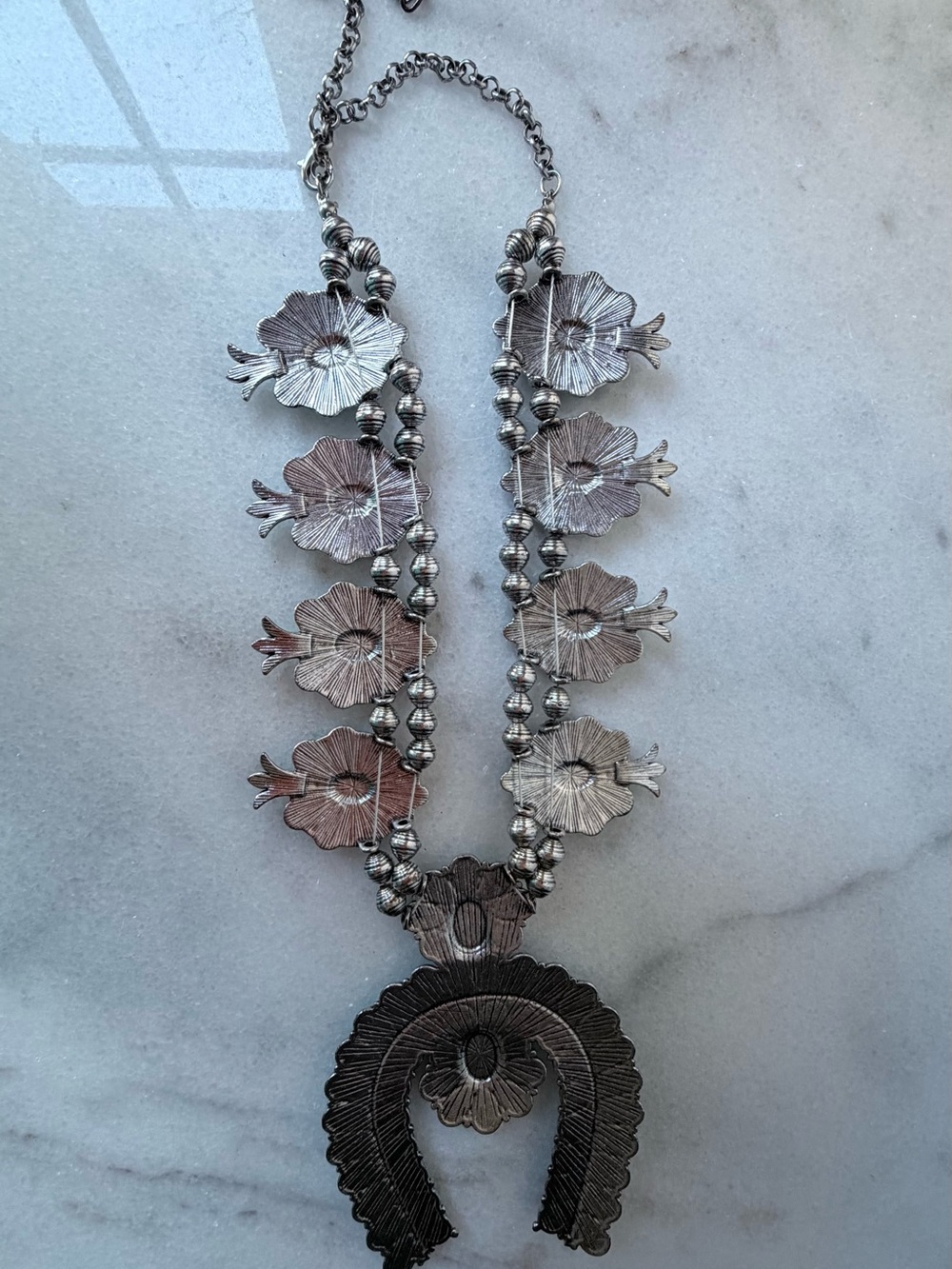 Western Squash Blossom Statement Necklace Western Naja pendant - Picture 6 of 8